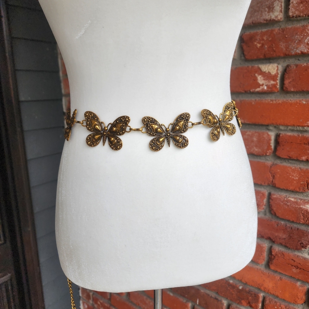 Bronze butterfly chain belt
